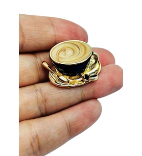 Kahve Fincanı Broş - Retro Tasarım Latte Cup Brooch  Kahveseverlere Hediye Aksesuar