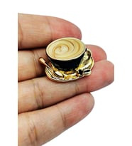Kahve Fincanı Broş - Retro Tasarım Latte Cup Brooch  Kahveseverlere Hediye Aksesuar