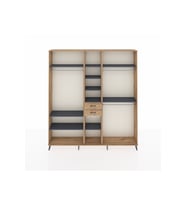 Arges Dolap 10 Raflı 2 Çekmeceli 3 Askılı 220x30x243 Çam-Antrasit/Çam