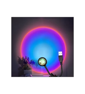 Renkli USB LED Projektör Masa ve Gece Lambası, Fotoğraf Işığı, Dekoratif (Krem)