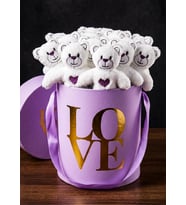 Lila LOVE Kutuda 15’li Mini Peluş Ayıcık Seti Sevgiliye Arkadaşa Doğum Günü Kutlama ve Özür Hediyesi
