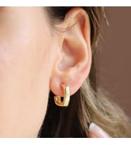 Kare Oval Gold Kaplama Gümüş Küpe