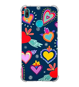 PrintiFy Huawei Y7 2019 Uyumlu Retro Color 3 Baskılı Şeffaf Köşe Korumalı Antişok Kılıf