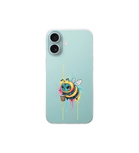 iPhone 16 ile uyumlu Splash arı tasarımlı şeffaf silikon kılıf