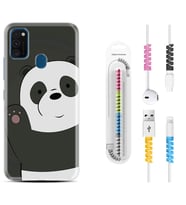 Samsung M21 M22 M23 M30 M31S M32 Kılıf Kablo Koruma Spiral Silikon Hello Panda 1709