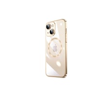 Apple iPhone 14 Plus Uyumlu Kılıf Wireless Şarj Özellikli Sert PC Zore Riksos M-safe Kapak (Gold)
