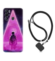Tecno Pova Neo Kılıf Resimli Boyun Askılı İpli Desenli Silikon Series Astro Purple2 1907