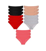 15 adet Süper Eko Set Likralı Kadın Slip Külot Siyah Kırmızı Ten Gri Fuşya