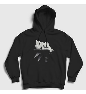 Presmono Unisex Siyah Wolf Dizi Witcher Kapüşonlu Sweatshirt 327987tt