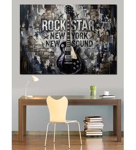 New York Rock Star Tasarımı Dekoratif Kanvas - Mdf Ahşap Tablo