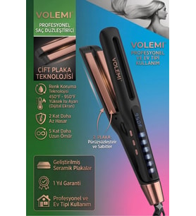 Volemı ® V-0102 Siyah Profesyonel Saç Maşası Color Care, 5x Renk Koruma, Keratin Yağlı Seramik Kapla