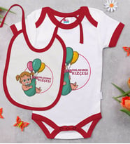 BK Kids Halasının Kızçesi Tasarımlı Kırmızı Bebek Body Zıbın ve Mama Önlüğü Hediye Seti-1