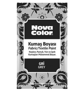Nova Color Toz Kumaş Boyası Gri - 4 adet  ve 1 adet sabitleyici