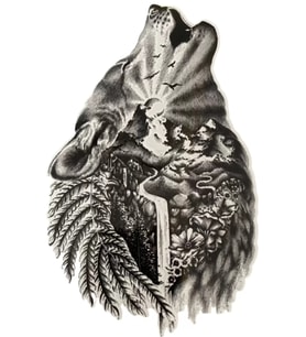 Caş Dekorasyon Kurt Figürlü Geçici Dövme Tattoo