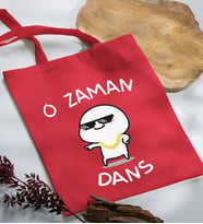 BK Gift O Zaman Dans Tasarımlı Kırmızı Kumaş Bez Çanta, Baskılı Omuz Çantası, Alışveriş Çantası, Arkadaşa Hediye-1