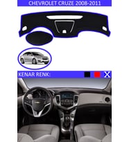 Chevrolet Cruze 2008-2011 İçin Uygun Torpido Koruma Halısı Siyah Kenar Renk Mavi