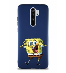 Xiaomi Redmi Note 8 Pro Soft Premier Kapak Sünger Bob Tasarımlı Silikon Kılıf - Lacivert (Şeffaf)
