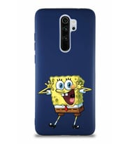 Xiaomi Redmi Note 8 Pro Soft Premier Kapak Sünger Bob Tasarımlı Silikon Kılıf - Lacivert (Şeffaf)
