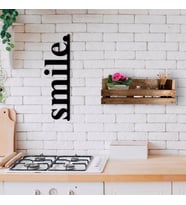 BK Home Dekoratif Doğal Ahşap Raf ve Gülümse Duvar Süsü-4 (Beyaz)