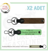 Bikera Özel Tasarım, İsim Plaka ve 0 Rh (+) Kan Grubu Yazılı x2' li Anahtarlık Set, Kahve-F Yeşil-SK (Çok Renkli)