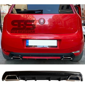 Fiat Punto Difüzör Arka Tampon Eki 2 Egzoz Çıkışlı Siyah Lüx Tip