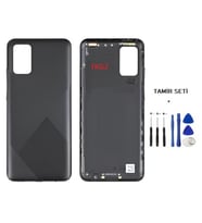 Samsung Galaxy A02S - SM-A025 FULL Kasa Arka Kapak Takım SİYAH - TAMİR SETİ