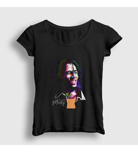 Presmono Kadın Siyah Look Bob Marley T-Shirt 265281tt