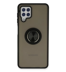 Northcity Samsung Galaxy A22 Uyumlu Kılıf Montreal Yüzüklü Silikon Kapak - Siyah