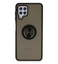 Northcity Samsung Galaxy A22 Uyumlu Kılıf Montreal Yüzüklü Silikon Kapak - Siyah