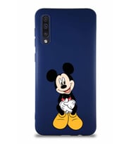 Samsung Galaxy A50 Soft Premier Kapak Mickey Mouse-A Tasarımlı Silikon Kılıf - Lacivert (Şeffaf)