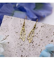 Kişiye Özel 925 Ayar Gümüş Zarif Tüy Küpe (Gold)