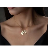 Kişiye Özel 925 Ayar Gümüş İsim Haç Sembol Kolye (Gold)