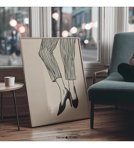 Minimalist Siyah ve Bej Moda İllüstrasyonu