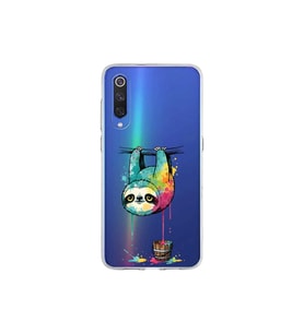 Xiaomi Mi 9 ile Uyumlu Splash Tembel Hayvan Tasarımlı Şeffaf Silikon Kılıf