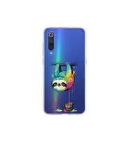 Xiaomi Mi 9 ile Uyumlu Splash Tembel Hayvan Tasarımlı Şeffaf Silikon Kılıf