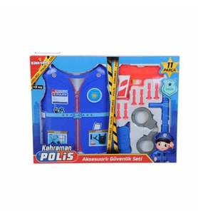 Oyuncak Yelekli Polis Seti 11 Parça (Mavi)