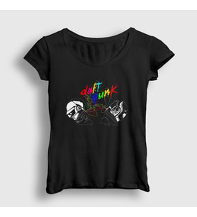 Presmono Kadın Siyah Colors Daft Punk T-Shirt 59557tt