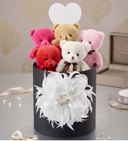 Silindir Kutulu Aynalı Premium Peluş Buket-ayni gun-teslim-hediye-dogum-gunu-sevgiliye-yenidoğan- Anne Bebek Hediye Seti