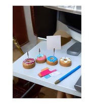 Pasta Süsü Desenli Donut Model Temalı Fotoğraf Not Tutacak Seti Ofis Masası Not Tutacağı Hediyelik