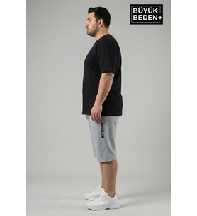 Büyük Beden Erkek Kapri Şort Brooklyn Baskılı Rahat Kalıp 3XL-6XL SPR26BSR591-02