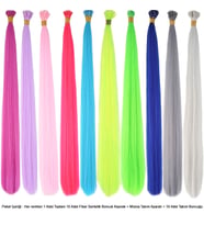 10 Adet Karışık Renkli Fiber Sen Kaynaklık 60cm + Misina Takım Aparatı ve Boncuğu