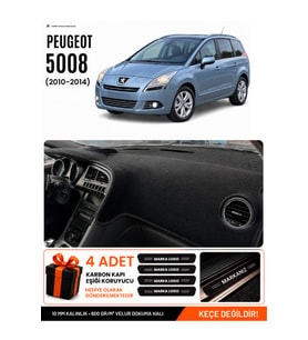 PEUGEOT 5008 EKRANSIZ (2010-2014) Uyumlu Torpido Örtüsü Torpido Kılıfı - Siyah