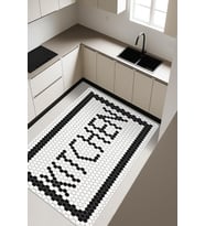 Kitchen Desenli Dijital Baskı Kaymaz Taban Mutfak Halısı H0048 (Çok Renkli)