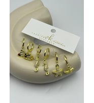Vip Gold Balık Deniz Atı Deniz Yıldızı Taşlı Sallantılı 6'lı Küpe - 26vipkp69