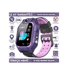 Z10 Çocuk Takip Saati, Sim Kartli, Uzaktan Dinleme, Türkçe Menü, Mor