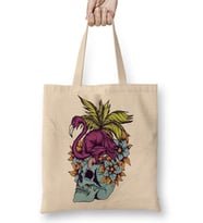 Caveira Tropical Flamingo Skull Bez Çanta Uzun Saplı