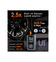 Taşınabilir Şarjlı Ekranlı Akü takviye-Powerbank-S.O.S ve Kamp Işıklı Lastik Şişirme Hava Kompresörü