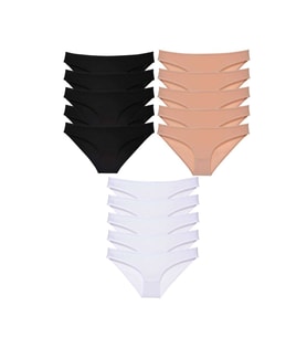 15 adet Süper Eko Set Likralı Kadın Slip Külot Siyah Ten Beyaz