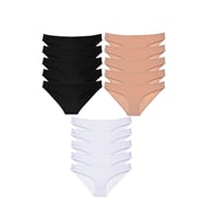 15 adet Süper Eko Set Likralı Kadın Slip Külot Siyah Ten Beyaz