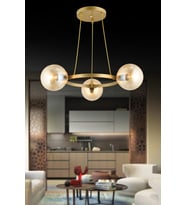 Eskitme 3 Lü Halka Bal Glop Camlı Modern Avize
